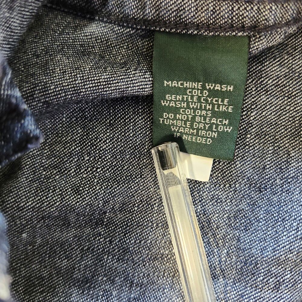 Lauren Jeans Co Ralph Lauren Denim Jacket L Cotton Linen Drawstring Blue - Picture 11 of 12